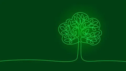 Single continuous line art tree park. Outdoors garden landscape design one Illustrazione stock