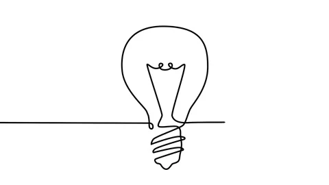 Single continuous line. Contour of a light bulb. 3D Rendering Stock Footage 149008514