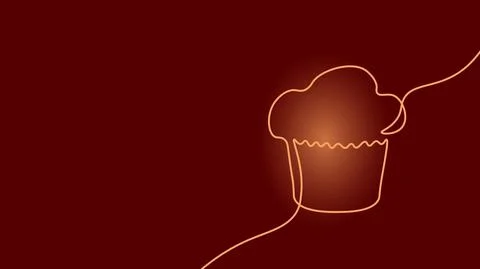 Single continuous line cupcake art. Coffee morning cafe bakery pastry logo Stock-Illustration