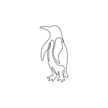 Single continuous line drawing of adorable penguin for company business logo Illustrazione stock