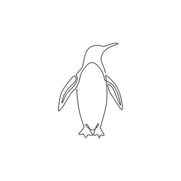 Single continuous line drawing of adorable penguin for company business logo Illustrazione stock