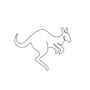 Single continuous line drawing of adorable jumping kangaroo for national zoo Stock-Illustration