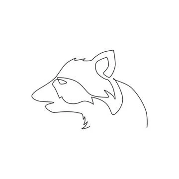 Single continuous line drawing of adorable and cute head raccoon for e-sport Illustrazione stock
