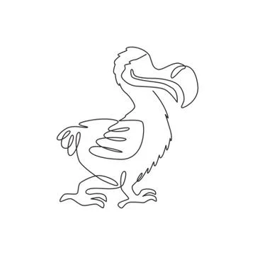 Single continuous line drawing of adorable cute dodo bird for logo identity Stock Illustration