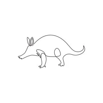 Single continuous line drawing of adorable aardvark for company logo identity Stock Illustration