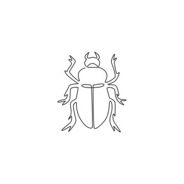 Single continuous line drawing of adorable beetle for company logo identity Stock Illustration