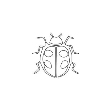 Single continuous line drawing of adorable ladybug for company logo identity Illustrazione stock