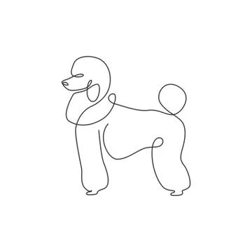 Single continuous line drawing of adorable poodle dog for company logo Illustrazione stock