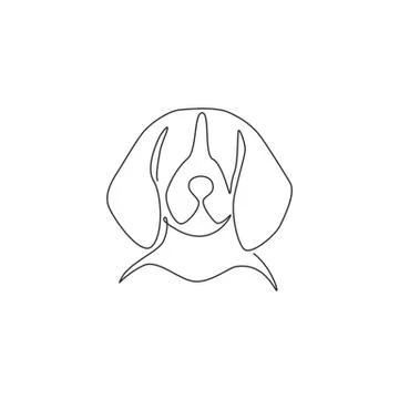Single continuous line drawing of adorable beagle dog head for company logo Illustrazione stock