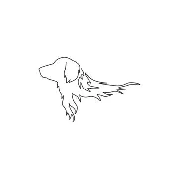 Single continuous line drawing of adorable golden retriever dog for company Illustrazione stock