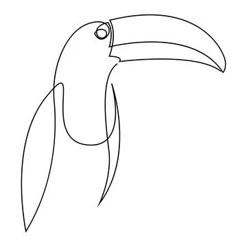 Single continuous line drawing of adorable toucan bird Illustrazione stock
