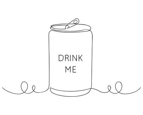 Single continuous line drawing of aluminum can. One line stylized beer or juice Stock Illustration