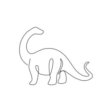 Single continuous line drawing of animal for logo identity prehistoric animal Stock Illustration