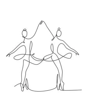 Single continuous line drawing ballerina in ballet motion dance style Illustrazione stock