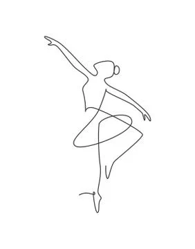 Single continuous line drawing ballerina in ballet motion dance style Illustrazione stock