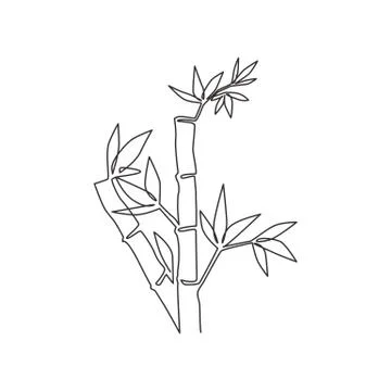 Single continuous line drawing of bamboo trees for plantation logo identity Stock Illustration