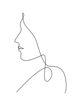 Single continuous line drawing beautiful aesthetic portrait woman abstract Illustrazione stock