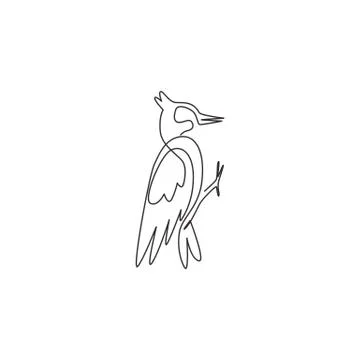 Single continuous line drawing of beauty woodpecker for company logo identity Illustrazione stock