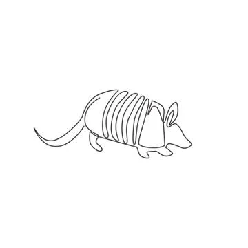 Single continuous line drawing of beauty armadillo for company logo identity Stock Illustration