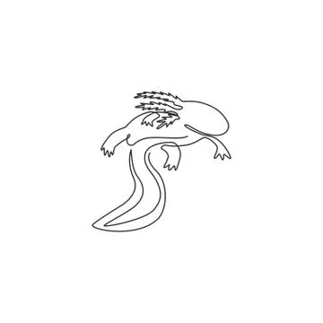 Single continuous line drawing of beauty axolotl for company logo identity Stock-Illustration