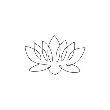 Single continuous line drawing of beauty fresh lotus for salon relaxation Illustrazione stock
