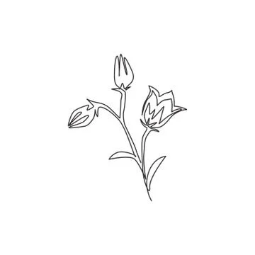 Single continuous line drawing beauty fresh perenial plant for home art wall Stock Illustration
