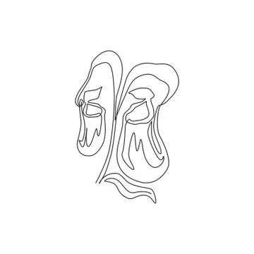 Single continuous line drawing of beauty fresh nepenthes for home wall decor Stock Illustration
