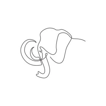 Single continuous line drawing of big mammoth corporate logo identity Stock Illustration