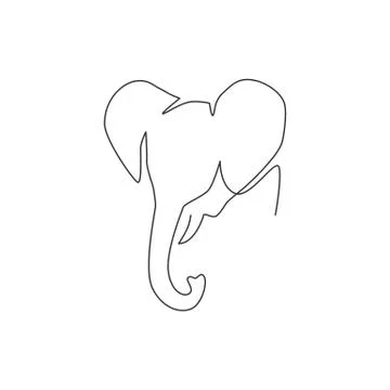 Single continuous line drawing of big cute elephant business logo identity Illustrazione stock
