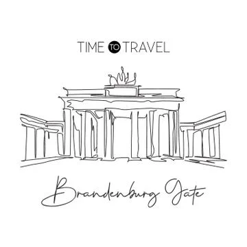 Single continuous line drawing Brandenburg Gate landmark. Beautiful famous Illustrazione stock