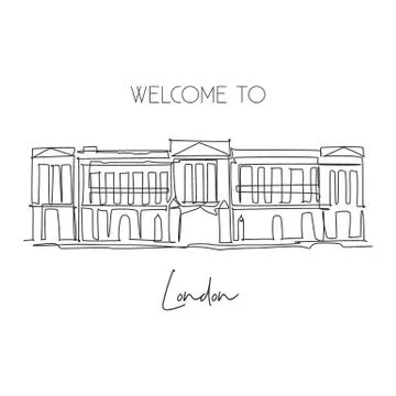 Single continuous line drawing Buckingham Palace landmark Stock-Illustration