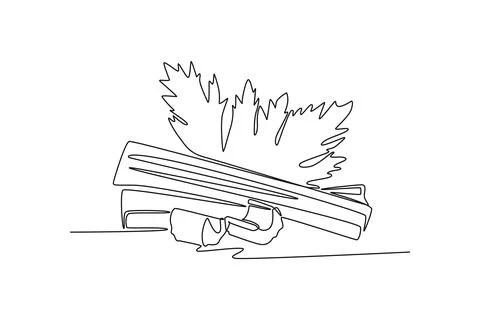 Single continuous line drawing of bunch healthy organic green celery for fa.. イラスト素材