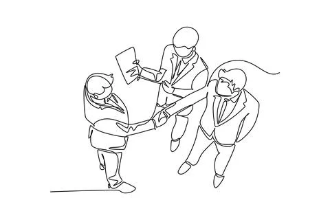 Single continuous line drawing business man handshake his colleague or part.. Stock Illustration