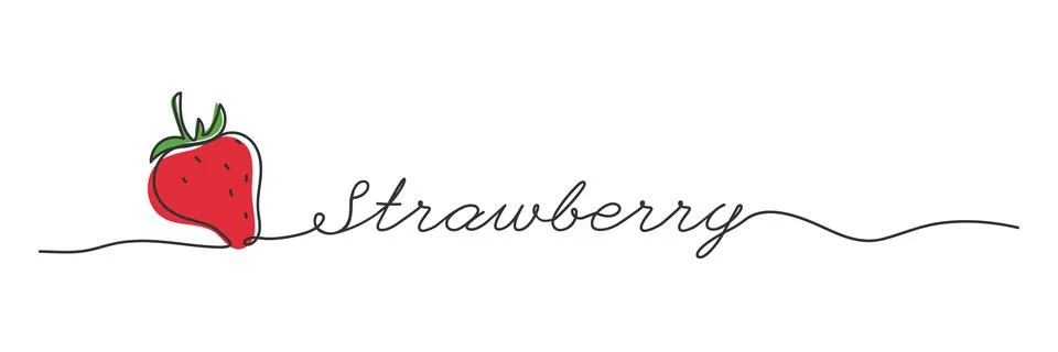 Single continuous line drawing of colored strawberries for orchard. Fresh Stock Illustration