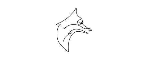 Single continuous line drawing of cute fox corporate logo identity. Mammals zoo  Stock Footage 146714988