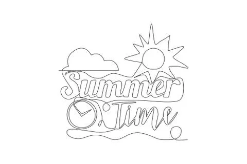 Single continuous line drawing of cute and cool travel holiday typography 스톡 일러스트