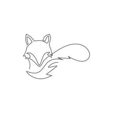 Single continuous line drawing of cute fox corporate logo identity Illustrazione stock