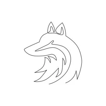Single continuous line drawing of cute fox corporate logo identity 스톡 일러스트