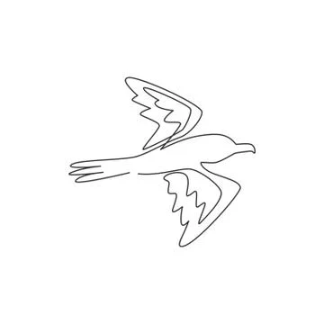 Single continuous line drawing of cute albatross for business logo identity Stock Illustration