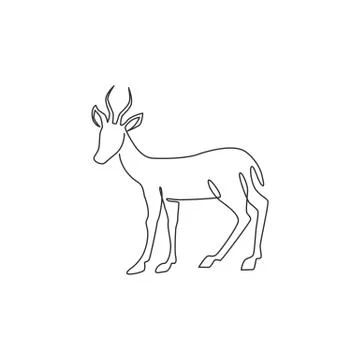 Single continuous line drawing of cute antelope for company logo identity 스톡 일러스트