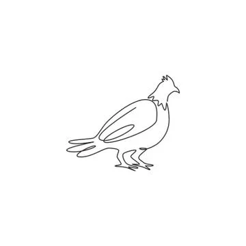 Single continuous line drawing of cute grouse bird for company logo identity Illustrazione stock