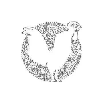Single continuous line drawing of cute standing rooster Stock Illustration