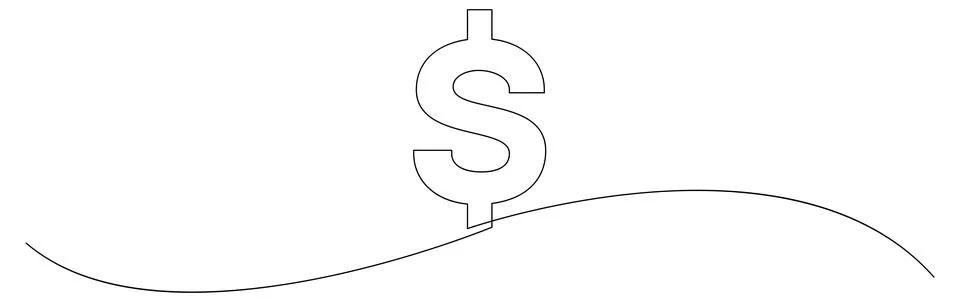 Single continuous line drawing of dollar sign. Currency, finance and busine.. Stock Illustration