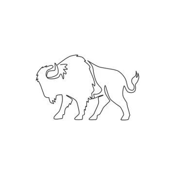 Single continuous line drawing of elegance american bison for company 스톡 일러스트