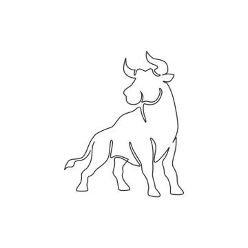 Single continuous line drawing of elegance buffalo for multinational company Illustrazione stock