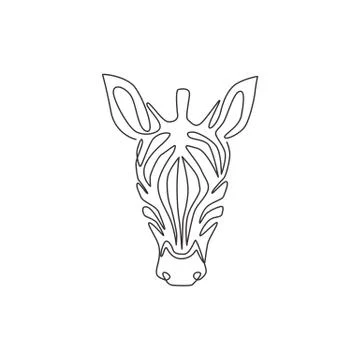 Single continuous line drawing of elegant zebra company logo identity Stock Illustration