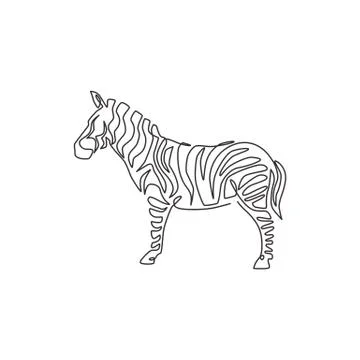 Single continuous line drawing of elegant zebra company logo identity Stock Illustration