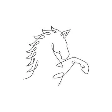 Single continuous line drawing of elegant horse head for company logo Stock Illustration