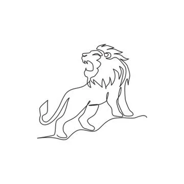Single continuous line drawing of elegant lion for sport club logo identity Stock-Illustration