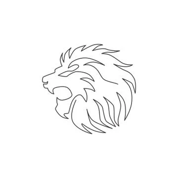 Single continuous line drawing of elegant lion head for sport club logo Stock Illustration